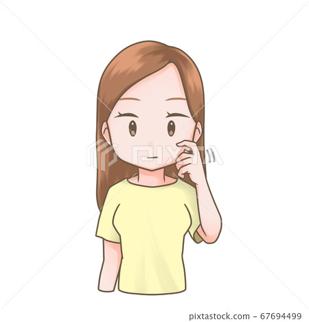 Illustration of a woman scratching her face Illustration of a woman scratching her face 67694499