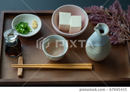 Cold tofu sake black background 67695435