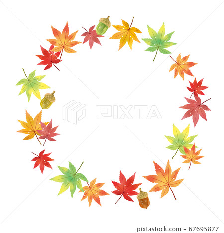秋天的主題秋天的樹葉花圈 67695877