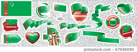 Vector set of the national flag of Turkmenistan in various creative designs Vector set of the national flag of Turkmenistan in various creative designs 67696090