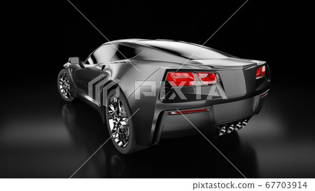 3d rendering of a modern black sedan car with studio light. 67703914