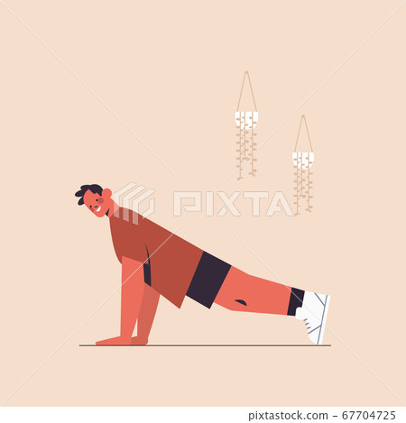 sportsman doing push ups exercises man having... - Stock Illustration ...