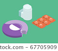 Asthma remedy isometric illustration set 67705909