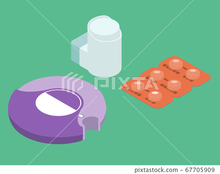 Asthma remedy isometric illustration set 67705909