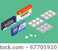 Cold medicine isometric illustration set 67705910
