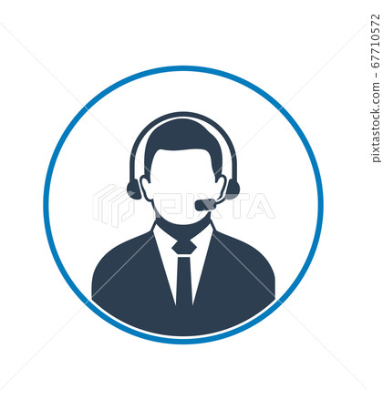 Call centre operator icon with hradphone symbol. Call centre operator icon with hradphone symbol. 67710572