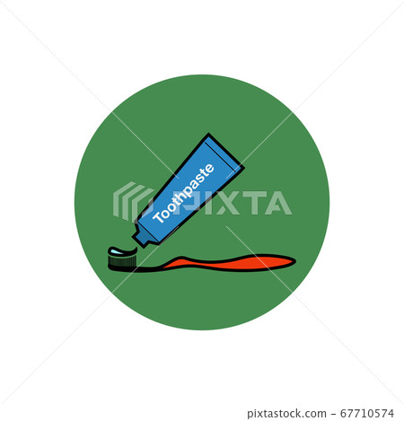 Colorful Toothbrush and Toothpaste icon. Colorful Toothbrush and Toothpaste icon. 67710574
