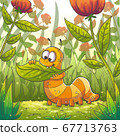 Little Caterpillar Eats a Leaf 67713763