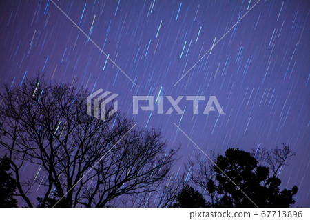 Night scenery of a starry forest. Taken near the summit of Mt. Wolong. Hiroshima Prefecture Night scenery of a starry forest. Taken near the summit of Mt. Wolong. Hiroshima Prefecture 67713896