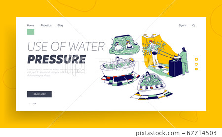 Characters Enjoying Hydromassage in Spa or Sanatorium Landing Page Template. Men or Women Sit in Tub with Gurgling Water Characters Enjoying Hydromassage in Spa or Sanatorium Landing Page Template. Men or Women Sit in Tub with Gurgling Water 67714503