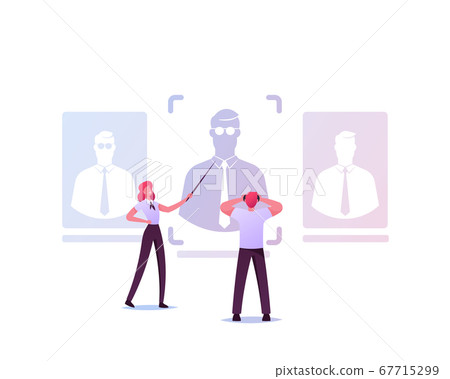 Businesspeople Characters Learning Client or Competitor Profile. KYC, Know Your Customer, Performance Management Concept Businesspeople Characters Learning Client or Competitor Profile. KYC, Know Your Customer, Performance Management Concept 67715299