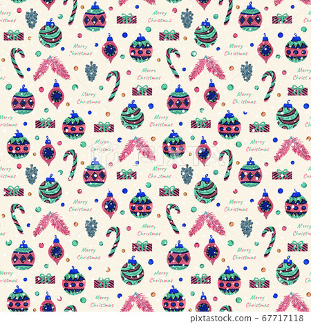 Seamless pattern with Christmas decorations, Seamless pattern with Christmas decorations, 67717118