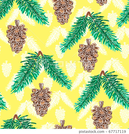 Christmas seamless pattern with cones and pine Christmas seamless pattern with cones and pine 67717119