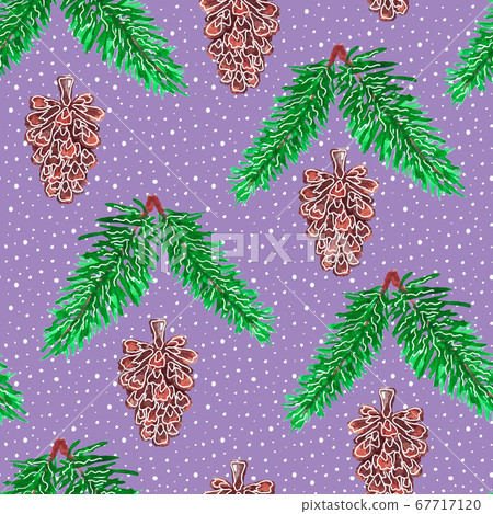Christmas seamless pattern with cones and pine Christmas seamless pattern with cones and pine 67717120