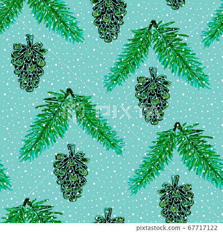 Christmas seamless pattern with cones and pine Christmas seamless pattern with cones and pine 67717122