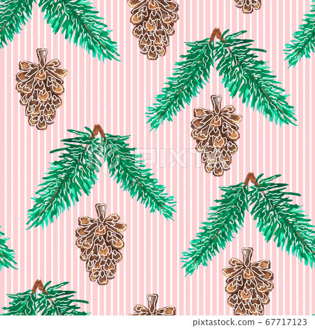Christmas seamless pattern with cones and pine Christmas seamless pattern with cones and pine 67717123