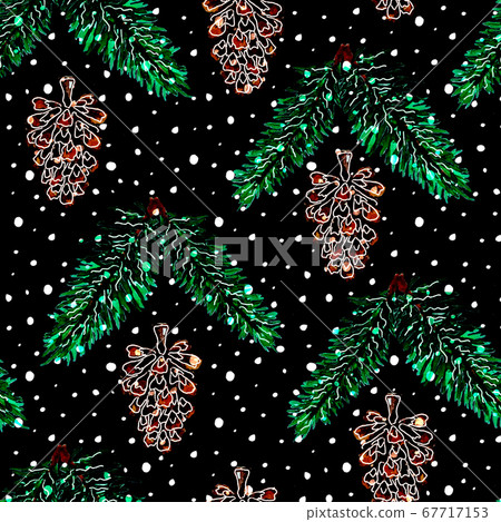 Christmas seamless pattern with cones and pine Christmas seamless pattern with cones and pine 67717153