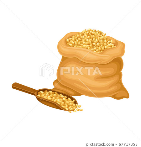 Cereal Grain in Sack as Crop Harvesting for Beer Production Process Vector Illustration 67717355