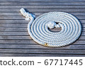 Rope neatly left on a boat 67717445