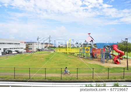 Scenery from the Kagoshima Main Line train window from Hakata Station to Kokura Station 67719667