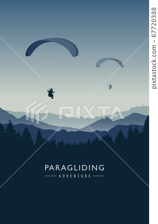 paragliding adventure on blue mountain background 67720388