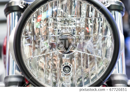 Closeup of the new cycle headlight. Closeup of the new cycle headlight. 67720851