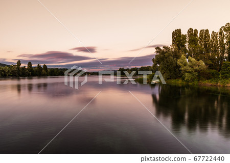 Evening light at River Rhine near Stein am Rhein, Canton of Schaffhausen, Switzerland 67722440
