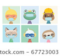 Face mask cartoon animal illustration. 67723003