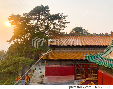 Aerial view of The Temple of Universal Happiness, Pule si, also called the round Pavillion, CHengde, China 67723677