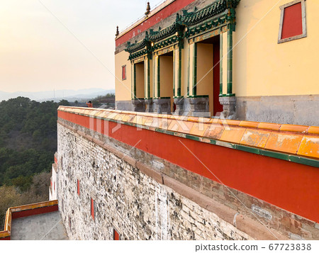 Aerial view of The Temple of Universal Happiness, Pule si, also called the round Pavillion, CHengde, China Aerial view of The Temple of Universal Happiness, Pule si, also called the round Pavillion, CHengde, China 67723838