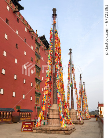 Buddhist color prayer flags at The Putuo Zongcheng Buddhist Temple, Chengde, China Buddhist color prayer flags at The Putuo Zongcheng Buddhist Temple, Chengde, China 67723863