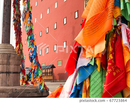 Buddhist color prayer flags at The Putuo Zongcheng Buddhist Temple, Chengde, China Buddhist color prayer flags at The Putuo Zongcheng Buddhist Temple, Chengde, China 67723864