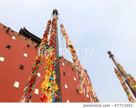 Buddhist color prayer flags at The Putuo Zongcheng Buddhist Temple, Chengde, China 67723883