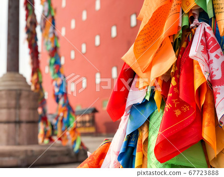 Buddhist color prayer flags at The Putuo Zongcheng Buddhist Temple, Chengde, China Buddhist color prayer flags at The Putuo Zongcheng Buddhist Temple, Chengde, China 67723888