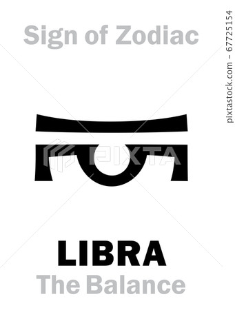 Astrology Alphabet: Sign of Zodiac LIBRA (The Scales / The Balance). Astrological character, hieroglyphic sign, mystic kabbalistic symbol. 67725154