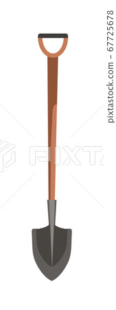 Garden shovel with wooden handle isolated on white 67725678