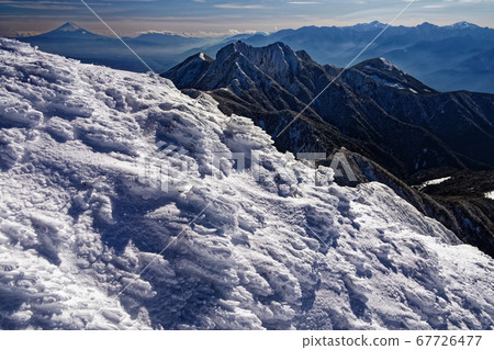 Mt Gongen And Mt Fuji Minami Alps Seen From Stock Photo 67726477 Pixta