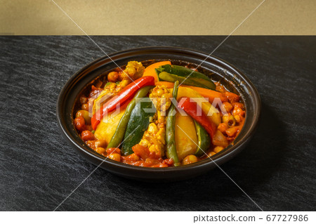 Moroccan clay pot with Tajine pot and North African food 67727986