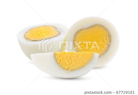 boiled egg on white background full depth of field 67729181