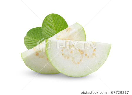slice of guava fruit on white background. slice of guava fruit on white background. 67729217
