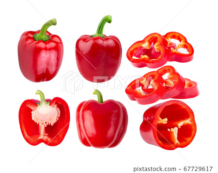 set of red peppers isolated on white background 67729617