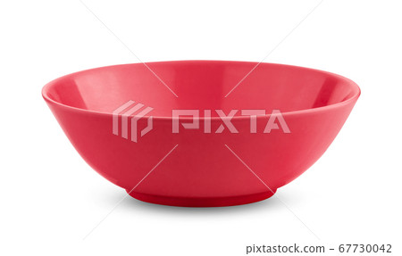 empty red bowl on white background empty red bowl on white background 67730042