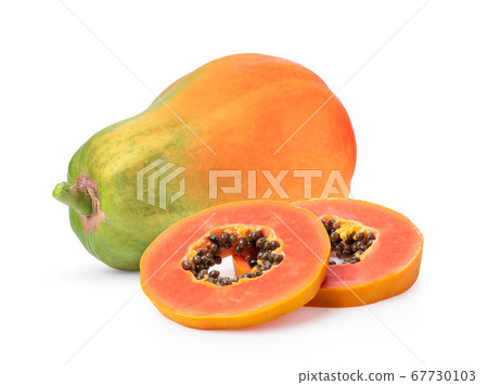 ripe papaya on white background ripe papaya on white background 67730103