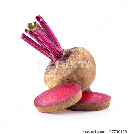Beetroot with leaves on white background Beetroot with leaves on white background 67730159