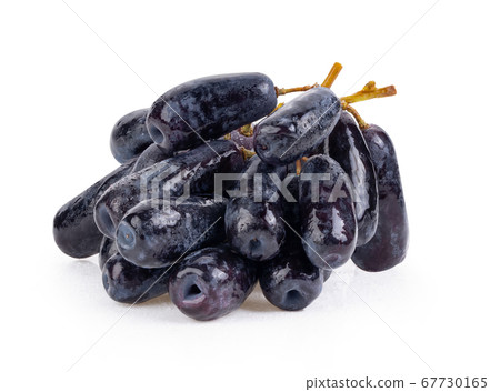 Black grapes with drop of water isolated on white Black grapes with drop of water isolated on white 67730165
