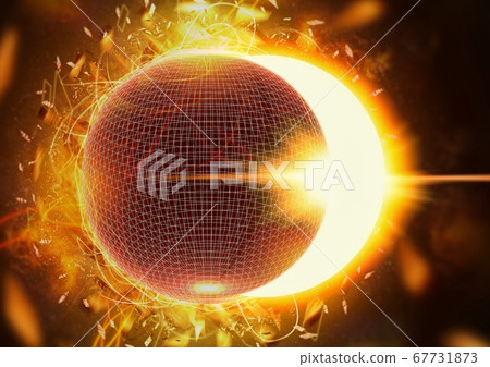 Abstract background with overlapping sun and planets 67731873