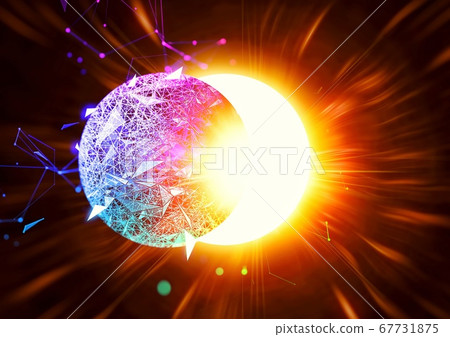 Abstract background with overlapping sun and planets 67731875
