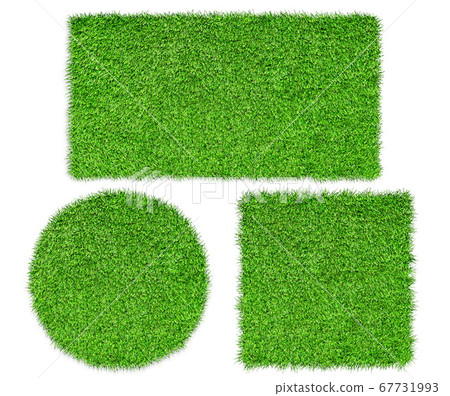 Top view of Green artificial grass in circle, square and rectangle shape. Top view of Green artificial grass in circle, square and rectangle shape. 67731993