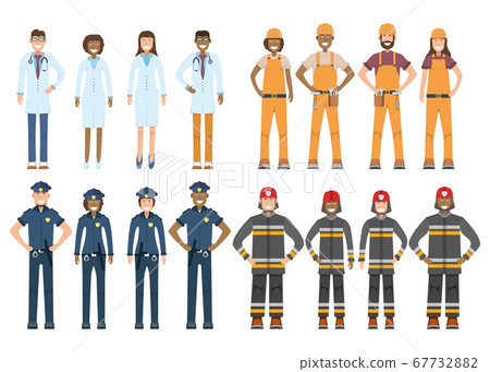 Character doctor, policeman, worker, firefighter Character doctor, policeman, worker, firefighter 67732882