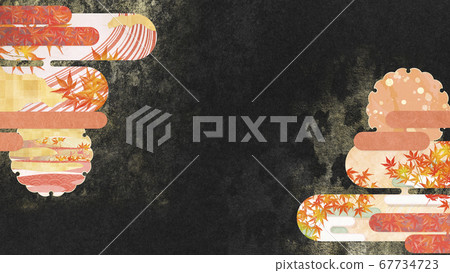 Background Illustration Featuring the Texture of Japanese Paper-Autumn, Autumnal Seasonal Feeling [16:9] 67734723